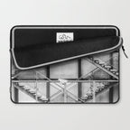 Escape from New York fire escape symmetrical steel staircase architecture black and white photograph Laptop Sleeve Gallery Image 2