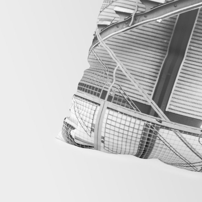 Escape from New York fire escape symmetrical steel staircase architecture black and white photograph Pillow Sham Gallery Image 4