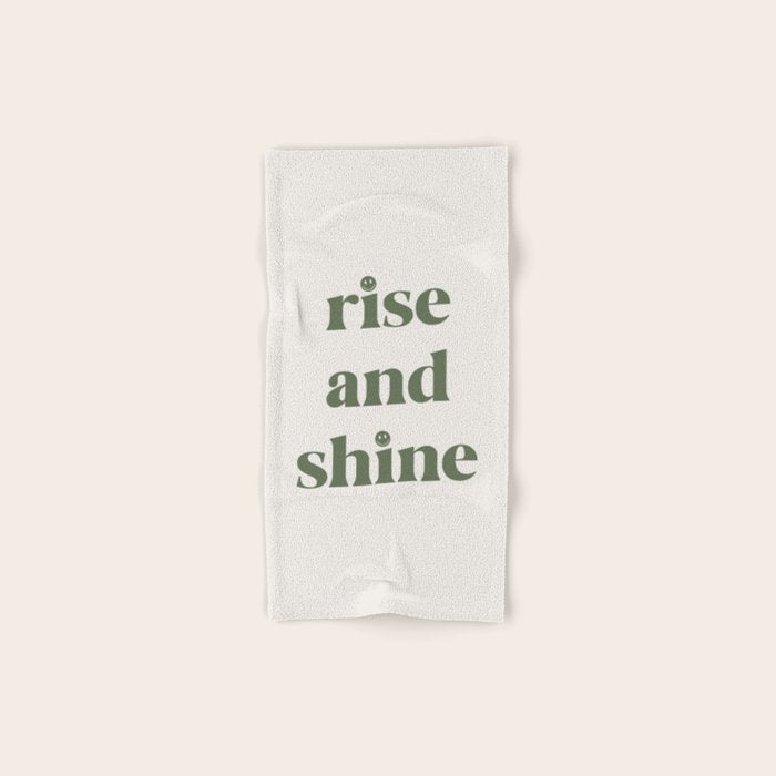 Rise And Shine Muted Green On Cream Bath Towel Gallery Image 1