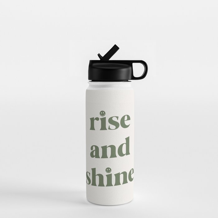 Rise And Shine Muted Green On Cream Water Bottle Gallery Image 1