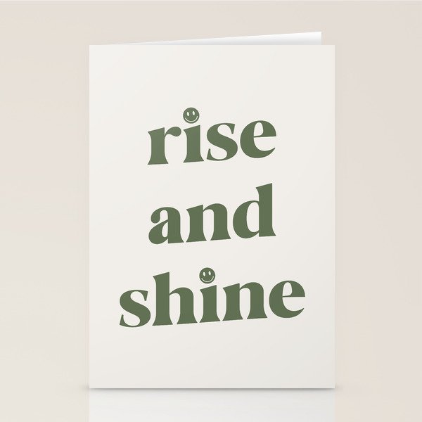 Rise And Shine Muted Green On Cream Stationery Card Gallery Image 1