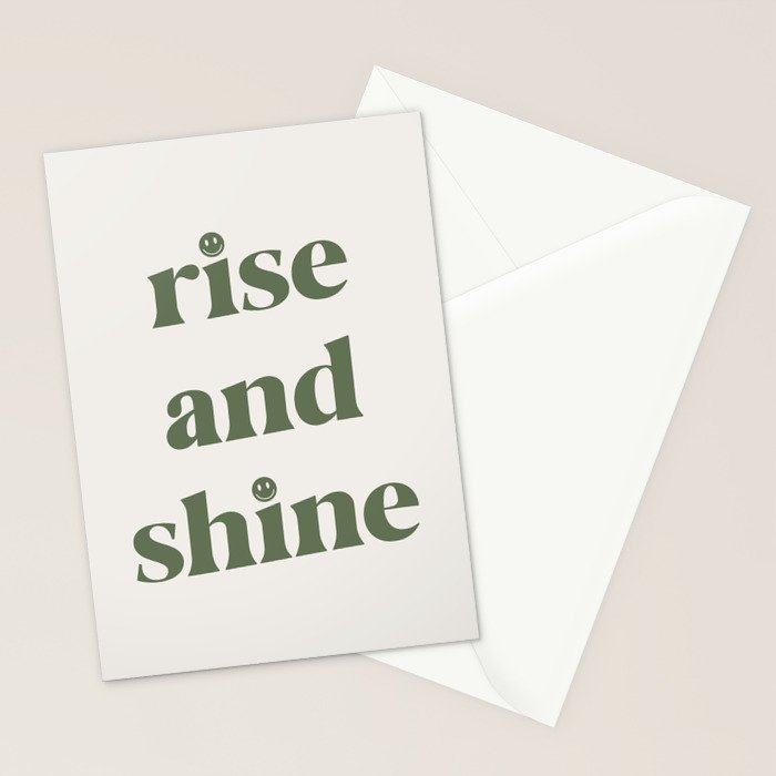 Rise And Shine Muted Green On Cream Stationery Card Gallery Image 2