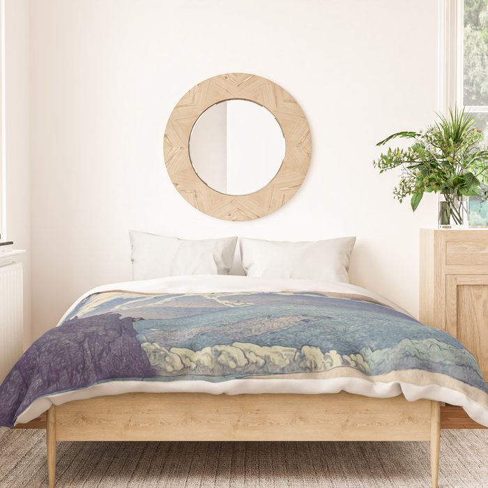 At Prayer at Dayai Shore Duvet Cover Gallery Image 3