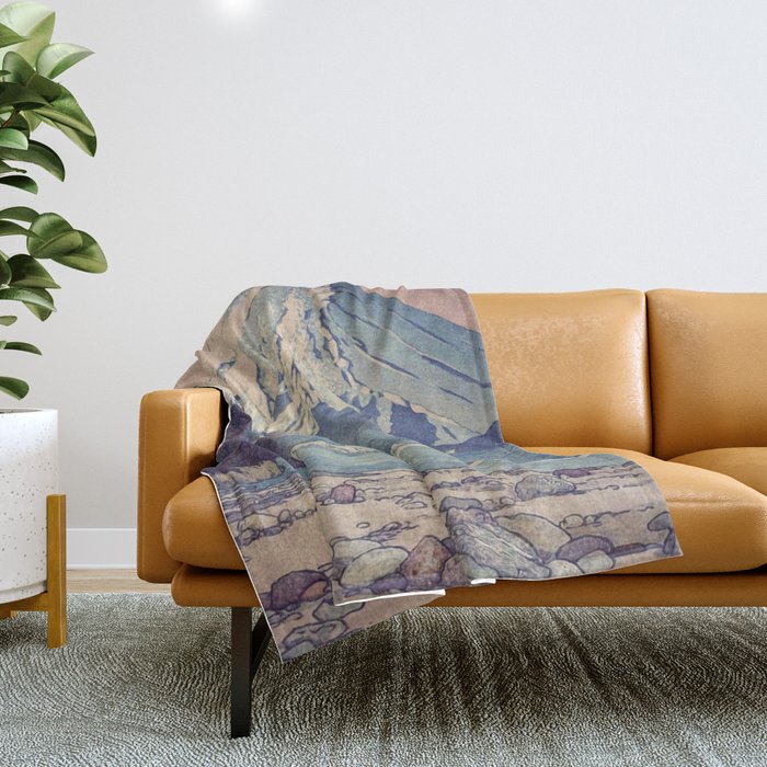 At Prayer at Dayai Shore Throw Blanket Gallery Image 1