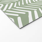 Boho, Abstract, Herringbone Pattern, Sage Green and White Welcome Mat Gallery Image 2