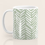 Boho, Abstract, Herringbone Pattern, Sage Green and White Coffee Mug Gallery Image 3