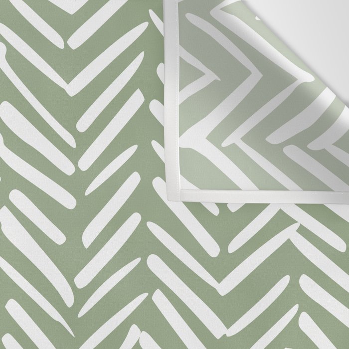 Boho, Abstract, Herringbone Pattern, Sage Green and White Wall Tapestry Gallery Image 3