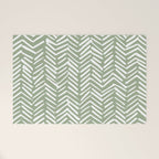 Boho, Abstract, Herringbone Pattern, Sage Green and White Welcome Mat Gallery Image 1