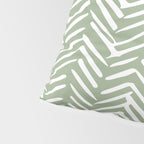 Boho, Abstract, Herringbone Pattern, Sage Green and White Pillow Sham Gallery Image 4