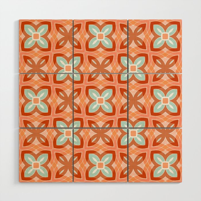 Moroccan tile - daisy chain Wood Wall Art Gallery Image 1