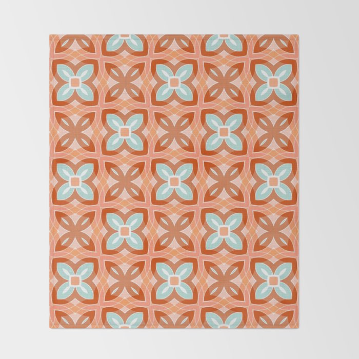 Moroccan tile - daisy chain Throw Blanket Gallery Image 2