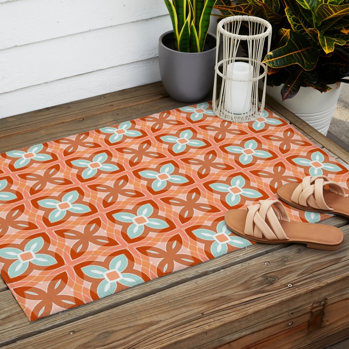 Moroccan tile - daisy chain Outdoor Rug Gallery Image 2
