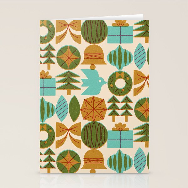 Retro Holiday Grid Stationery Card Gallery Image 2