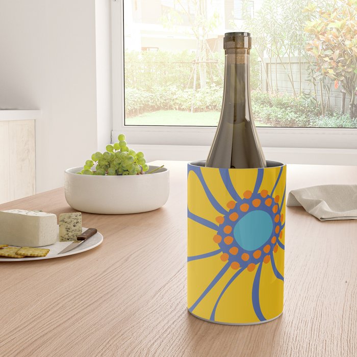 Groovy Yellow Flower Wine Chiller Gallery Image 4