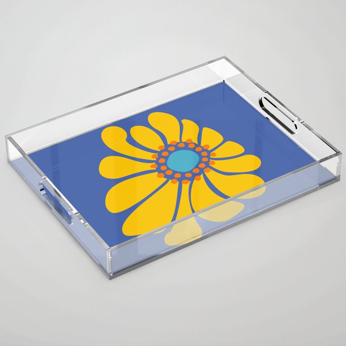 Groovy Yellow Flower Acrylic Tray Gallery Image 1