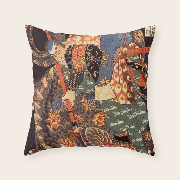 Miyamoto Musashi - Killing a Giant Nue Throw Pillow Gallery Image 6