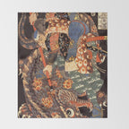 Miyamoto Musashi - Killing a Giant Nue Throw Blanket Gallery Image 2