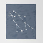 Gemini Zodiac Star Constellation Line Art Neutral Blue Throw Blanket Gallery Image 2