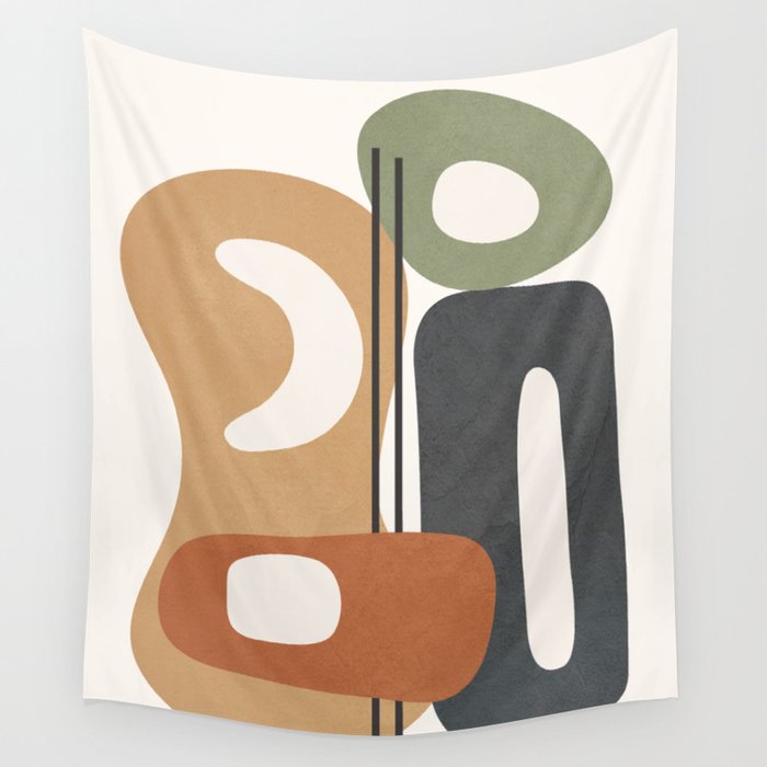 Modern Abstract Shapes 14 Wall Tapestry Gallery Image 1