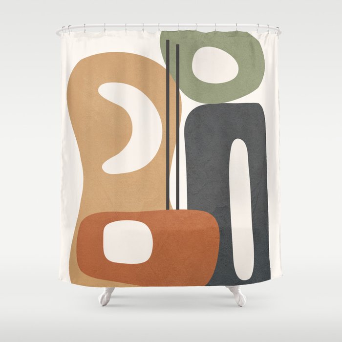 Modern Abstract Shapes 14 Shower Curtain Gallery Image 1