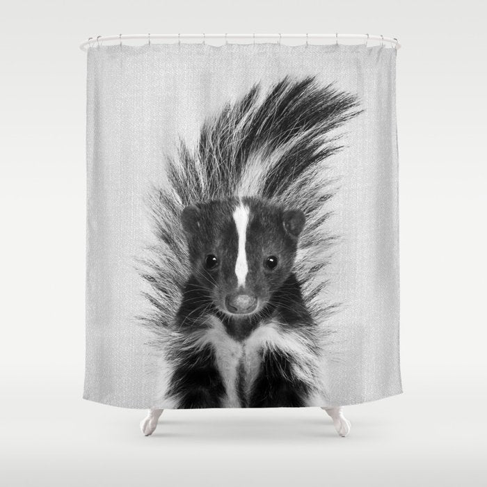 Skunk - Black & White Shower Curtain Gallery Image 1
