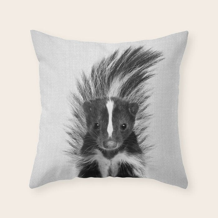 Skunk - Black & White Throw Pillow Gallery Image 1