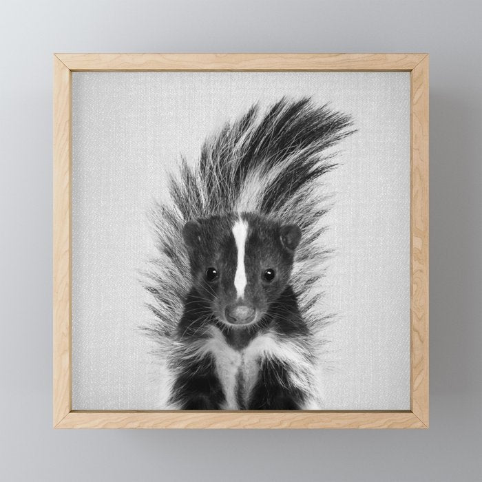 Skunk - Black & White Mini Art Print Gallery Image 1