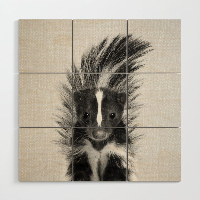 Skunk - Black & White Wood Wall Art Gallery Image 1