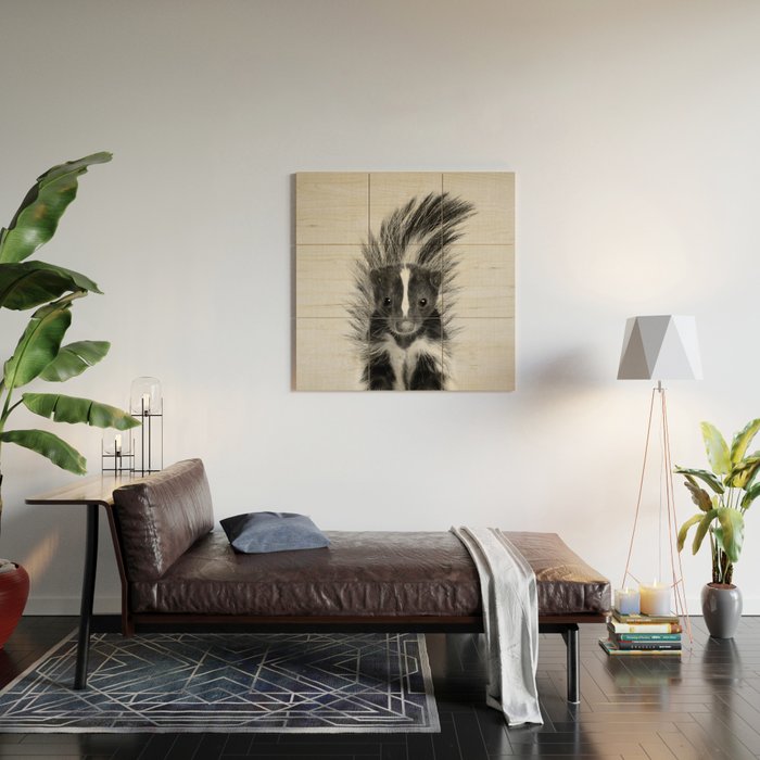 Skunk - Black & White Wood Wall Art Gallery Image 2