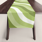 Sage and Olive Green Wobbly Pop Stripes Diagonal Pattern Table Runner Gallery Image 1