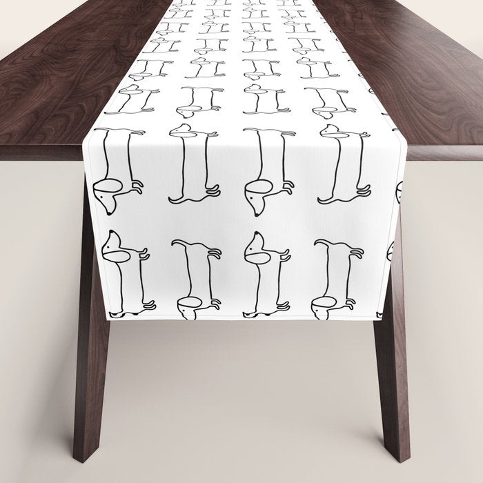 Dachshund in black-white Table Runner Gallery Image 1