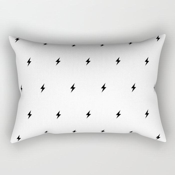 Black Lightning Bolt Pattern Rectangular Pillow Gallery Image 2