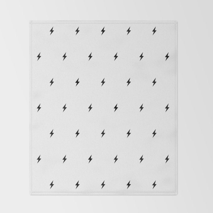 Black Lightning Bolt Pattern Throw Blanket Gallery Image 2