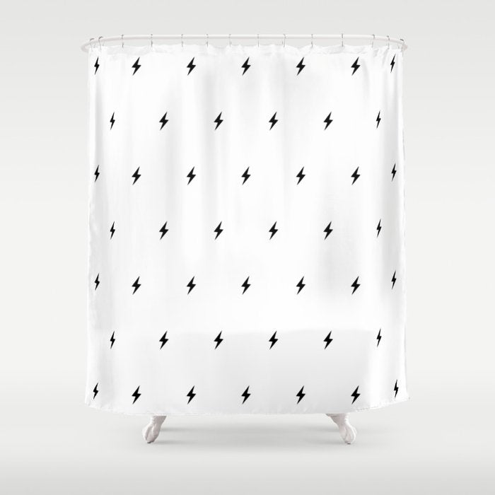 Black Lightning Bolt Pattern Shower Curtain Gallery Image 1