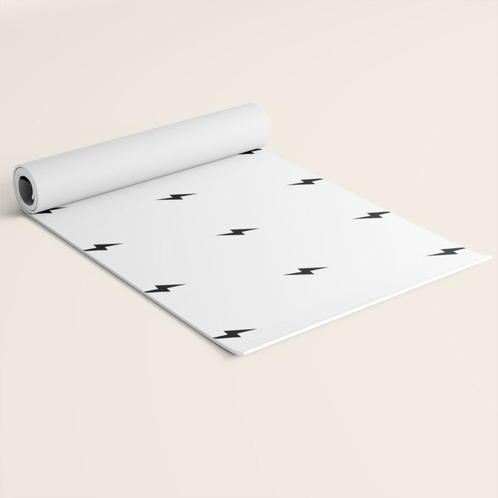 Black Lightning Bolt Pattern Yoga Mat Gallery Image 2