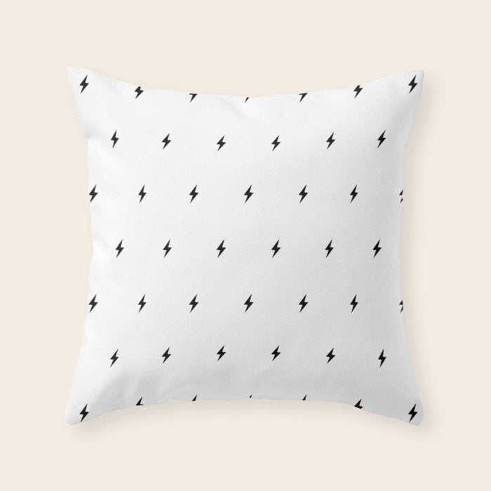 Black Lightning Bolt Pattern Throw Pillow Gallery Image 6