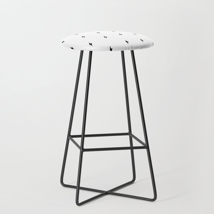 Black Lightning Bolt Pattern Stool Gallery Image 1