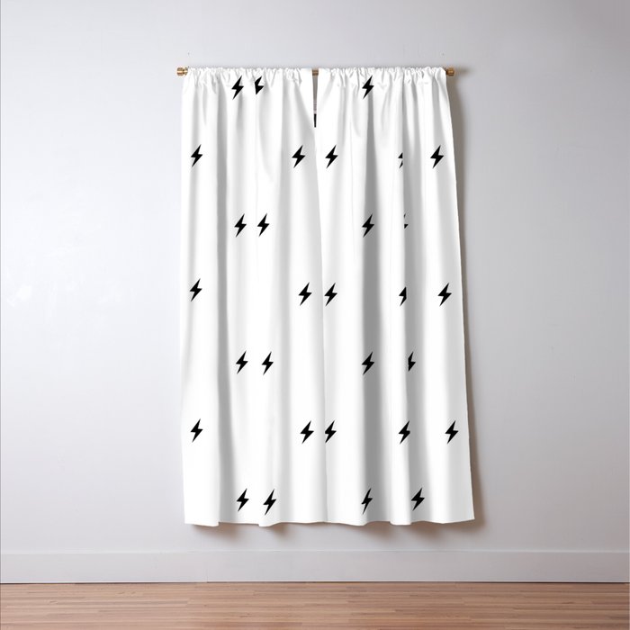 Black Lightning Bolt Pattern Window Curtain Gallery Image 3