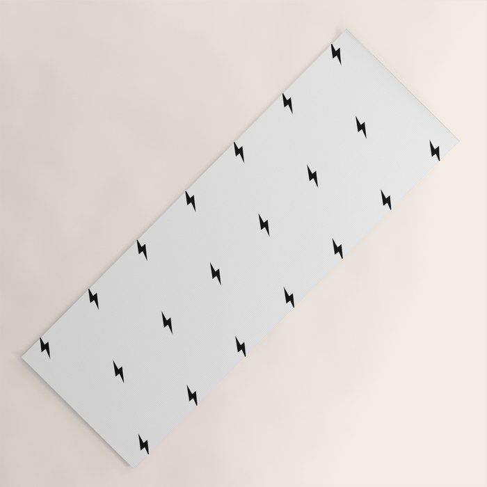 Black Lightning Bolt Pattern Yoga Mat Gallery Image 1