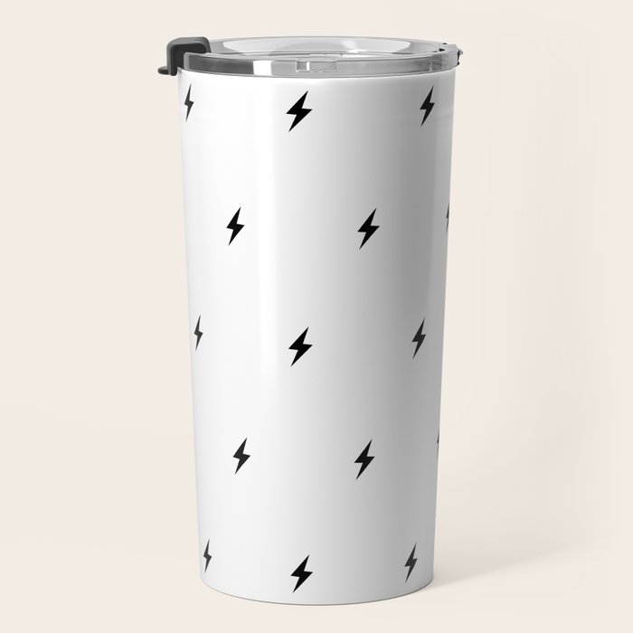 Black Lightning Bolt Pattern Travel Mug Gallery Image 3