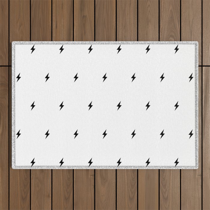 Black Lightning Bolt Pattern Outdoor Rug Gallery Image 1