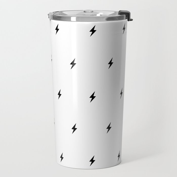 Black Lightning Bolt Pattern Travel Mug Gallery Image 2