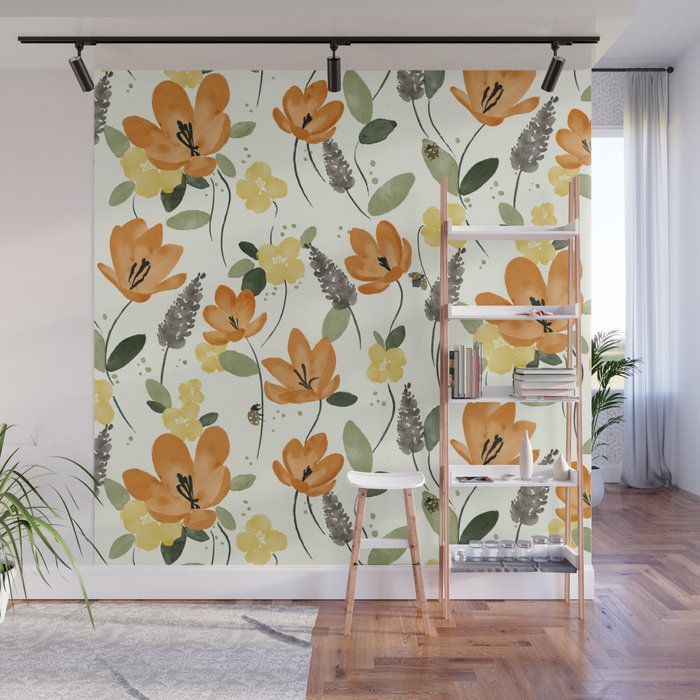 Evening Glow Meadow Wall Mural Gallery Image 1