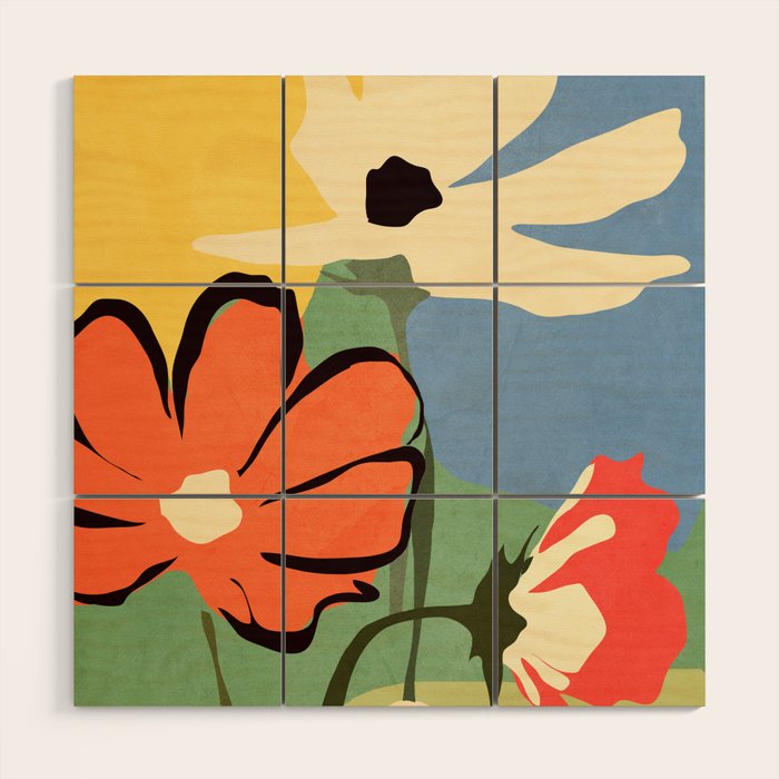 Modern Abstract Art Flowers 14 Wood Wall Art Gallery Image 1