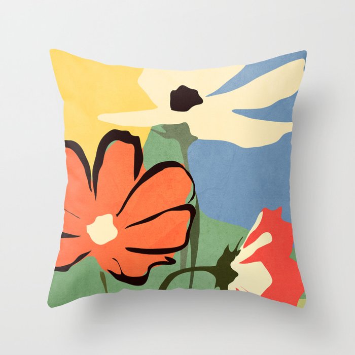 Modern Abstract Art Flowers 14 Throw Pillow Gallery Image 1