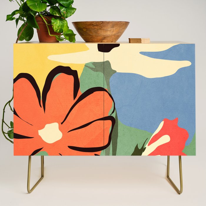 Modern Abstract Art Flowers 14 Credenza Gallery Image 1
