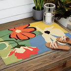 Modern Abstract Art Flowers 14 Outdoor Rug Gallery Image 2