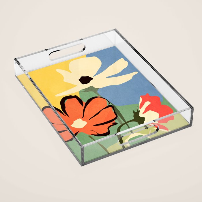 Modern Abstract Art Flowers 14 Acrylic Tray Gallery Image 1