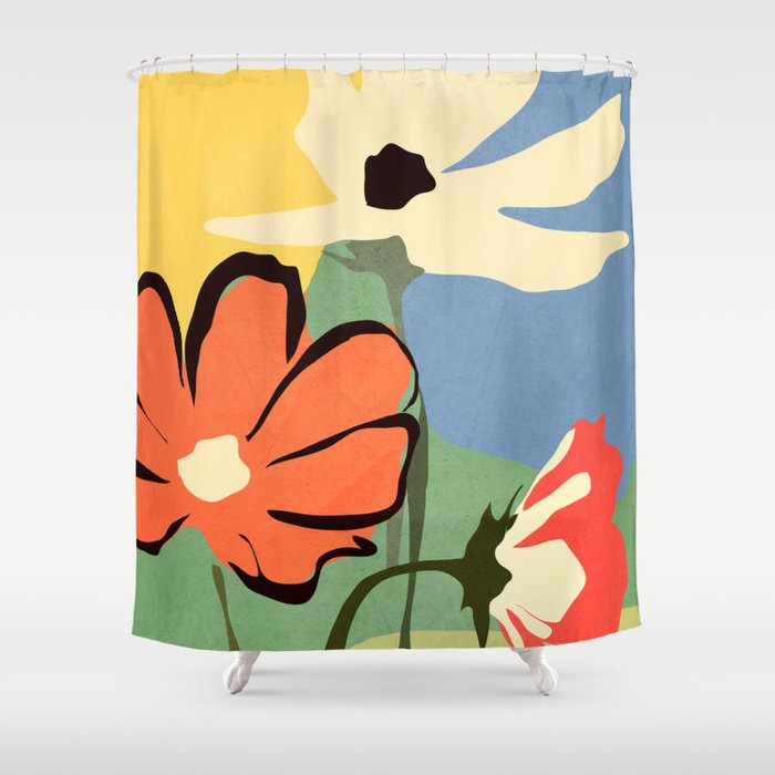 Modern Abstract Art Flowers 14 Shower Curtain Gallery Image 1
