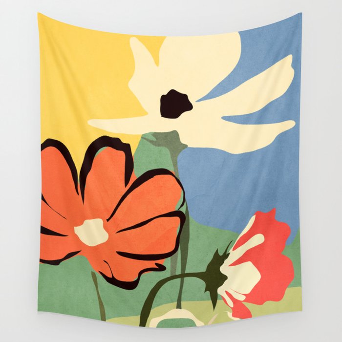 Modern Abstract Art Flowers 14 Wall Tapestry Gallery Image 1